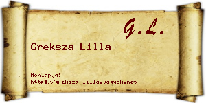 Greksza Lilla névjegykártya